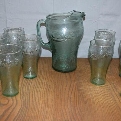Coca-Cola Pitcher w/8 glasses