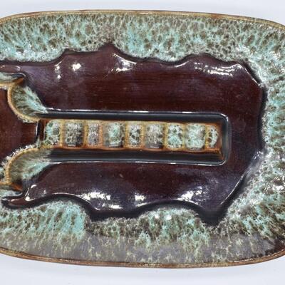 Brown and blue/green ashtray