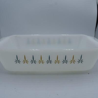 FireKing Blue and Gold Rectangle Dish