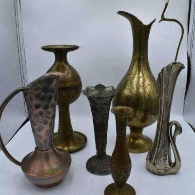 Brass Vases & Shoe Lot