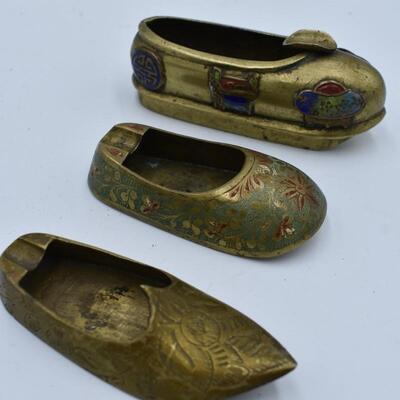 Brass Vases & Shoe Lot