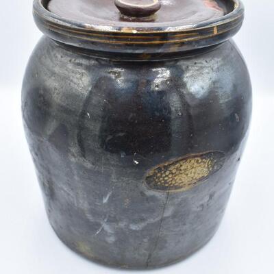 brown canister w/ lid