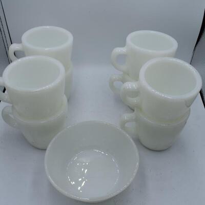8 Fireking mugs and 1 fireking bowl