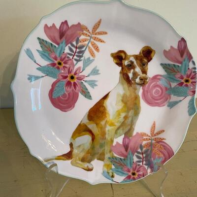 ST Olive & Cocoa floral dog plate