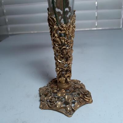 Vintage Brass and glass vase