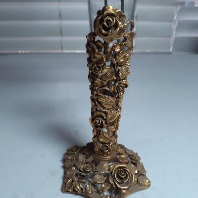 Vintage Brass and glass vase
