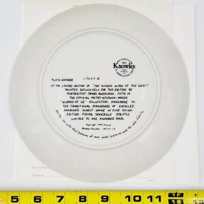 KNOWLES "THE WICKED WITCH OF THE WEST" WIZARD OF OZ COLLECTORS PLATE n