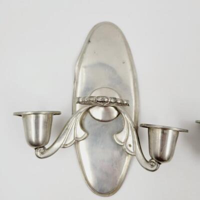 CARR CRAFT NEW ENGLAND PEWTER WALL CANDLE HOLDERS