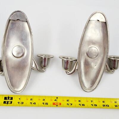 CARR CRAFT NEW ENGLAND PEWTER WALL CANDLE HOLDERS