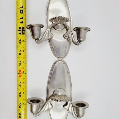 CARR CRAFT NEW ENGLAND PEWTER WALL CANDLE HOLDERS