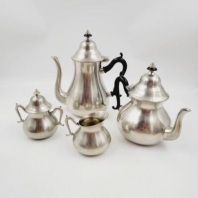 ROYAL HOLLAND SLEEPY HOLLOW PEWTER TEA/ COFFEE / CREAMER / SUGAR SET
