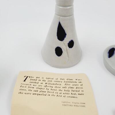 WILLIAMSBURG POTTERY HAND CSRVED SALT GLAZED SET