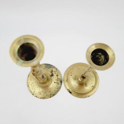 2 ANTIQUE BRASS CANDLE STICKS