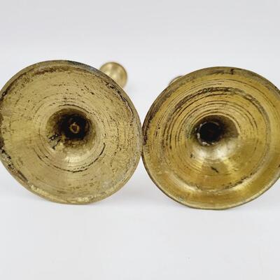 2 ANTIQUE BRASS CANDLE STICKS
