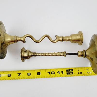 2 ANTIQUE BRASS CANDLE STICKS
