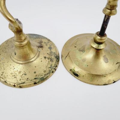 2 ANTIQUE BRASS CANDLE STICKS