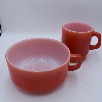 Fireking soup bowl and mug