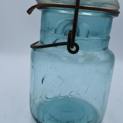 Blue mason jar with lid