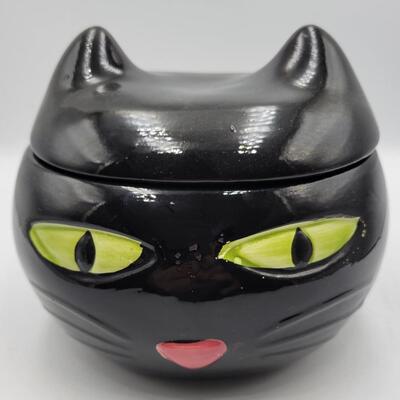 Black Cat Halloween Cookie Jar