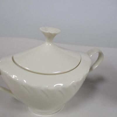 Sculpture Tea Pot, Creamer & Sugar Dishes By Lenox