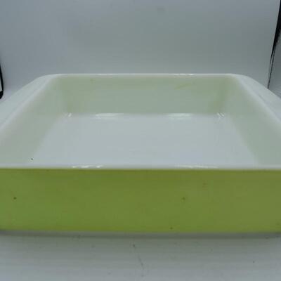 Green pyrex square dish