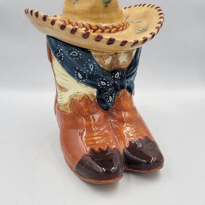 Popular Creations Western Boots and Hat Cookie Jar