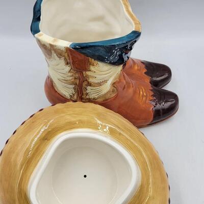Popular Creations Western Boots and Hat Cookie Jar