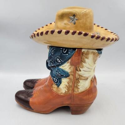 Popular Creations Western Boots and Hat Cookie Jar