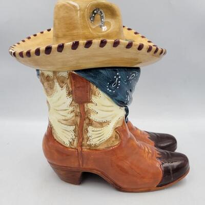 Popular Creations Western Boots and Hat Cookie Jar