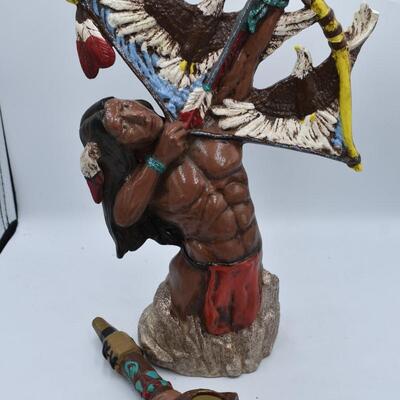 Bear pipe with Indian statue