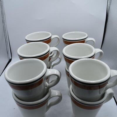 12 mugs with black and brown strips