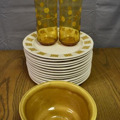 Yellow Floral Dish Set