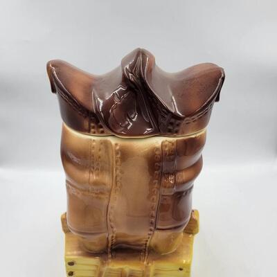 American Bisque Cowboy Boots Cookie Jar
