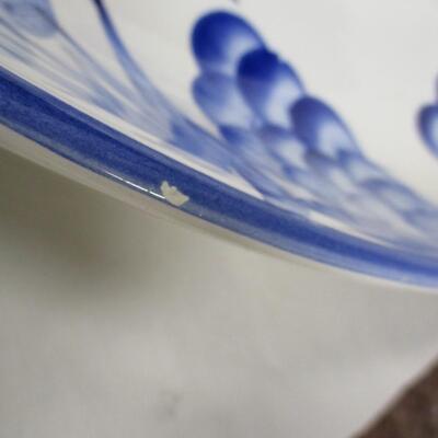 STOVIGLIERIE White Blue Pottery Oval/Round Serving Pasta Bowl Made in Italy