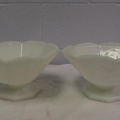 2 white milk glass bowls