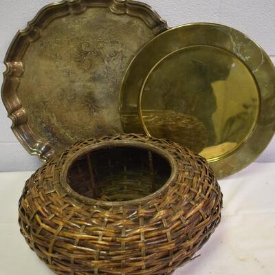 Silver & Gold Platter w/ Basket