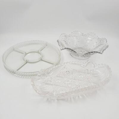 VINTAGE CLEAR GLASS DISH BUNDLE
