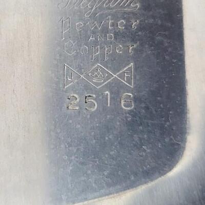 VINTAGE PILGRIM PEWTER & COPPER SERVING TRAY