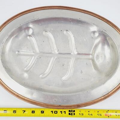 VINTAGE PILGRIM PEWTER & COPPER SERVING TRAY