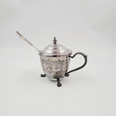 VINTAGE SILVERPLATE SUGAR CONTAINER W/ SPOON