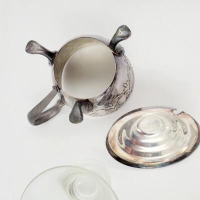 VINTAGE SILVERPLATE SUGAR CONTAINER W/ SPOON