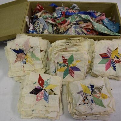 box of quilt blocks & scraps
