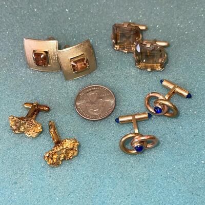 AA  GROUP OF VINTAGE CUFF LINKS KREMENTZ SWANK STERLING GOLD FILLED