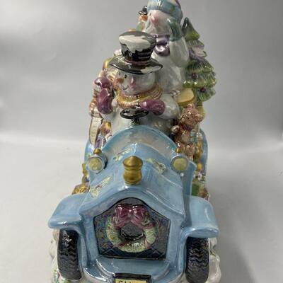 Snowman in Car Cookie Jar