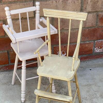 AA  VINTAGE WOODEN DOLL HIGH CHAIRS