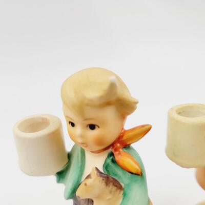 VINTAGE PAIR OF GOEBEL GIRL & BOY SMALL CANDLE HOLDERS FIGURINES