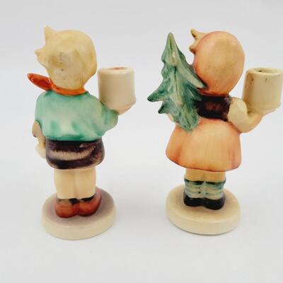 VINTAGE PAIR OF GOEBEL GIRL & BOY SMALL CANDLE HOLDERS FIGURINES