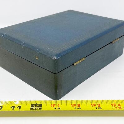 VINTAGE GREEN LOCKING JEWELRY BOX W/ KEY