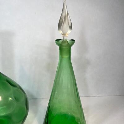 MidCentury Green Art Glass Lot