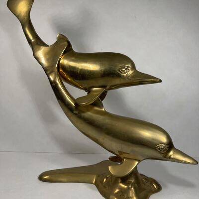 MidCentury Brass Dolphin Sculpture